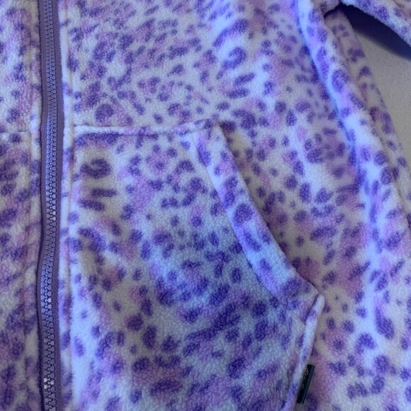 Eddie Bauer Girls Fleece Lavender Zip Up Leopard Jacket M 10-12 - Picture 8 of 8